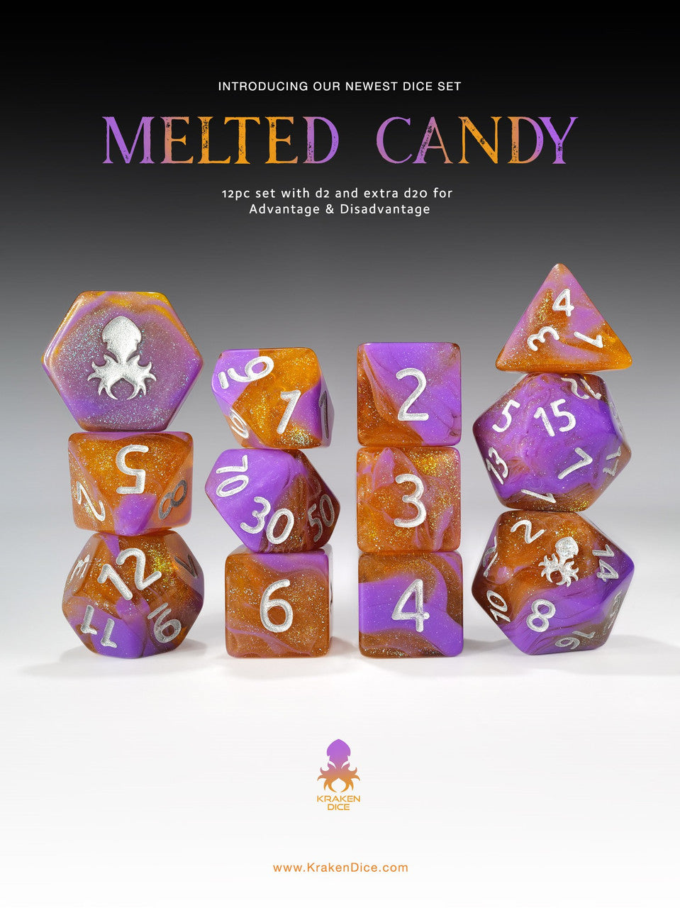 Kraken Dice Melted Candy 12 pc Dice Set