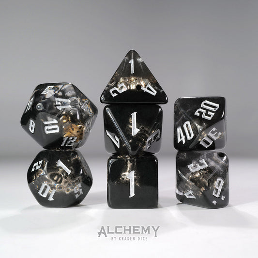 Kraken Dice 7pc Hidden Spirit with Silver Ink by Alchemy Dice