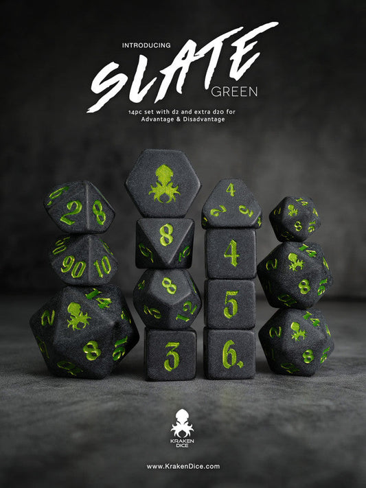 Kraken Slate 14 pc Slate TTRPG Dice Set